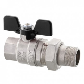 Roho R105-050B - 1/2" ВН Кран з американкою прямий, чорний метелик (20 шт/упак, 80 шт/ящ) Roho R105-050B - 1/2" ВН Кран з американкою прямий, чорний метелик (20 шт/упак, 80 шт/ящ)