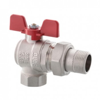 Roho R106-075 - 3/4" ВН Кран з американкою кутовий, червоний метелик (12 шт/упак, 48 шт/ящ) Roho R106-075 - 3/4" ВН Кран з американкою кутовий, червоний метелик (12 шт/упак, 48 шт/ящ)