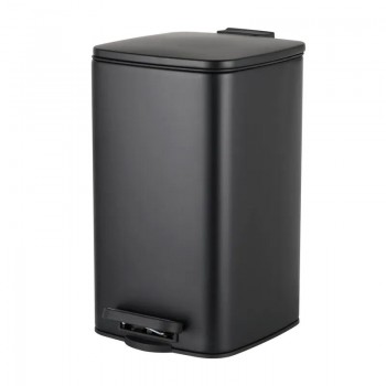 ZERIX KUBIX-TC0108 BLACK Відро для сміття з плавним закриттям квадратне 8 л (кол.чорний) (6 шт/ящ)