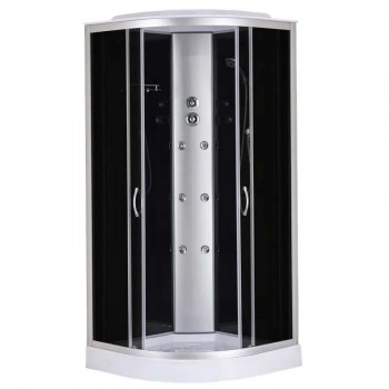 MIXXUS STRONG SBH02-90x90x215-GR SATIN (в 4 ящ) Бокс душ. з гідром. з низ.піддон. сіре тон. скло 4мм