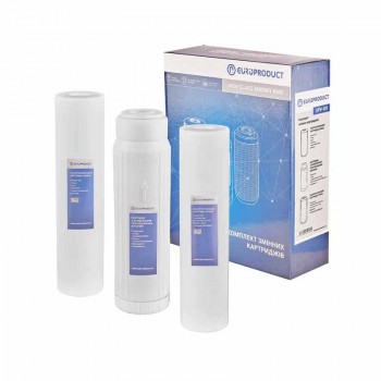 EUROPRODUCT EPV-101 Комплект змінних картриджів (ППР 5мкм+актив.гран.вуг.+ППР 1мкм) (10 шт/ящ) EUROPRODUCT EPV-101 Комплект змінних картриджів (ППР 5мкм+актив.гран.вуг.+ППР 1мкм) (10 шт/ящ)