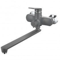 PLAMIX LUCAS-006 EURO SET GRAPHITE Зміш.для ванни (з шланг.,лійкою та кронш.)(Кол.графіт)(24 шт/ящ)