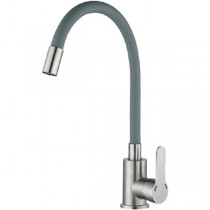 ZERIX DAX-011 REFL.GRAY Змішувач для кухні з силік.вил. з нерж.сталі SUS304 (кол. сірий) (10 шт/ящ)
