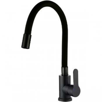 ZERIX DAX-011 BLACK REFL.BLACK Зміш. для кухні з силік.вил. з н.сталі SUS304(кол.чорн.)(10 шт/ящ)