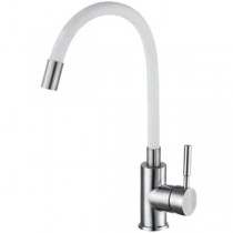 ZERIX LUX-011 REFL.WHITE Зміш. для кухні з силік. вил. з нерж. сталі SUS304 (кол. білий) (10 шт/ящ)