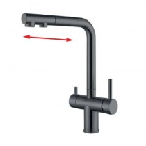 ZERIX LUX-024 GRAPHITE Зміш.для кух.з вис.лійк.та вих.для пит.води з нерж.ст.SUS304(граф)(10шт/ящ)