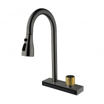 MIXXUS FOL-014 GRAPHITE Зміш.для кух.з висув.лійк.та функ."водоспад" з нерж.ст.SUS304(граф)(5 шт/ящ)