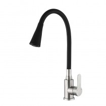 MIXXUS DAX-011 REFL.BLACK Зміш. для кухні з силік. вил. з нерж. сталі SUS304 (вил. чорний)(10 шт/ящ)