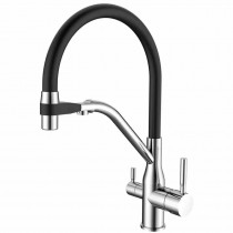 MIXXUS PREMIUM GRAVITY 021 REFL.BLACK Змішувач для кухні (Колір хром+силік.вилив чорний)(8шт/ящ)