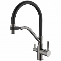 MIXXUS PREMIUM GRAVITY 021 GRAPHITE REFL.BLACK Зміш.для кухні (Кол.графіт.+силік.вилив чор.)(8шт/ящ)