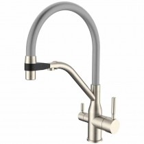 MIXXUS PREMIUM GRAVITY 021 SS COLOR REFL.GREY Зміш.для кухні (Колір нерж.+силік.вилив сірий)(8шт/ящ)