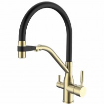 MIXXUS PREMIUM GRAVITY 021 BRUSHED GOLD REFL.BLACK Зміш.для кухні(Кол.мат.зол.+сил.вил.чор.)(8шт/ящ)