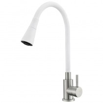 MIXXUS SUS-011-T REFL.WHITE Зміш. для кухні з силік. вил. з нерж. сталі SUS304 (вил. білий)(10шт/ящ) MIXXUS SUS-011-T REFL.WHITE Зміш. для кухні з силік. вил. з нерж. сталі SUS304 (вил. білий)(10шт/ящ)