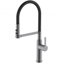 MIXXUS PREMIUM PULL 017 GRAPHITE REFL.BLACK Зміш.для кухні (Кол.графіт+силік.вилив чор.) (8шт/ящ)