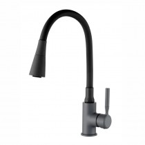 ZERIX ATRIUM-011-T GRAPHITE REFL.BLACK Зміш. для кухні (Колір графіт+силік.вилив чорний) (10 шт/ящ)