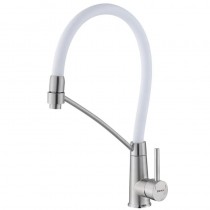 ZERIX FUL-017 REFL.WHITE Зміш. для кухні з силікон.вилив. з нерж.сталі SUS304 (вил.білий) (10 шт/ящ)