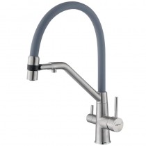 ZERIX MAG-021 REFL.GRAY Зміш.для кух. з сил.вил.з н.ст.SUS304 з вих.для пит.води(вил.сірий)(10шт/ящ)