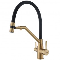 ZERIX MAG-021 BRUSHED GOLD REFL.BLACK Зм.для кух.з сил.вил.з н.ст.SUS304 з вих.для пит.води(10шт/ящ)