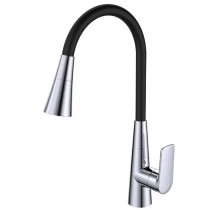 MIXXUS PREMIUM MATIS 011-T (NUT) REFL.BLACK Змішувач для кухні(Кол.хром+силік.вилив чорний)(10шт/ящ)