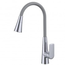 MIXXUS PREMIUM MATIS 011-T (NUT) REFL.GRAY Змішувач для кухні(Колір хром+силік.вилив сірий)(10шт/ящ)