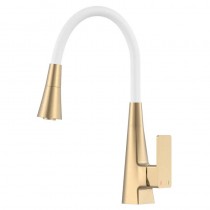 MIXXUS ETNA 014-T (NUT) BRUSHED GOLD REFL.WHITE Змішувач для кухні (Мат.зол+сил.вил.білий) (10шт/ящ)