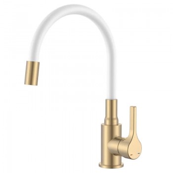 ZERIX REX-011 BRUSHED GOLD REFL.WHITE Зміш. для кухні з нерж.ст/(Кол.мат.зол.+сил.вил.біл)(12 шт/ящ) ZERIX REX-011 BRUSHED GOLD REFL.WHITE Зміш. для кухні з нерж.ст/(Кол.мат.зол.+сил.вил.біл)(12 шт/ящ)