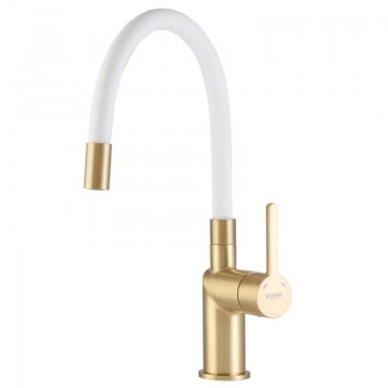 KOER KB-70029-12 Змішувач для кухні (Кол.мат.золото+сил.вил.білий) (8 шт/ящ)