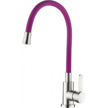 ZERIX LR74004-8 Змішувач для кухні з нерж. сталі SUS304 із силікон. виливом (колір фіолет.) ZERIX LR74004-8 Змішувач для кухні з нерж. сталі SUS304 із силікон. виливом (колір фіолет.)