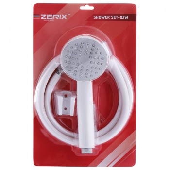 ZERIX SHOWER SET-02W (шланг, лійка, кронштейн) колір білий (20 шт/ящ)
