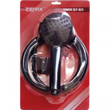 ZERIX SHOWER SET-02B (шланг, лійка, кронштейн) колір чорний (20 шт/ящ)