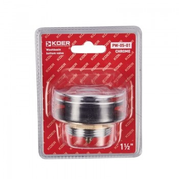 KOER PW-05-01 Донний клапан для ванни (кнопка) 1 1/2'' (Колір хром) (20 шт/ящ) KOER PW-05-01 Донний клапан для ванни (кнопка) 1 1/2'' (Колір хром) (20 шт/ящ)