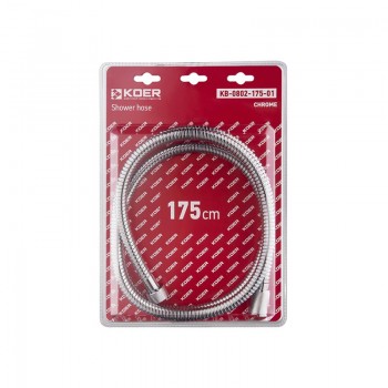 KOER KB-0802-175-01 Шланг для душу, обплетення нерж. 175 см (Колір хром) (30 шт/ящ)