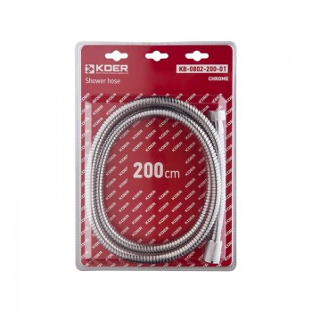 KOER KB-0802-200-01 Шланг для душу, обплетення нерж. 200 см (Колір хром) (30 шт/ящ)