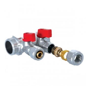 KOER KR.1125-2 3/4”x2 WAYS Колектор з кульовими кранами та фітингом (48 шт/ящ) KOER KR.1125-2 3/4”x2 WAYS Колектор з кульовими кранами та фітингом (48 шт/ящ)