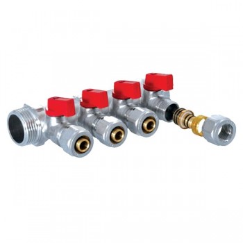 KOER KR.1125-4 3/4”x4 WAYS Колектор з відсікаючими кранами з фітингом (24 шт/ящ) KOER KR.1125-4 3/4”x4 WAYS Колектор з відсікаючими кранами з фітингом (24 шт/ящ)