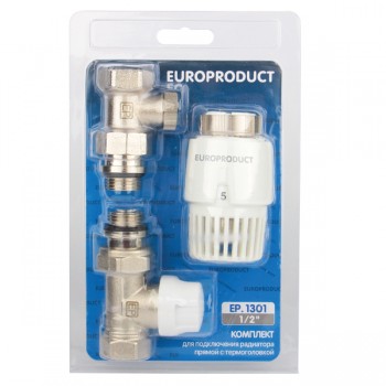 EUROPRODUCT EP.1301 - 1/2'' Комплект для підключення радіатора (прямий) з термоголовкою (28 шт/ящ) EUROPRODUCT EP.1301 - 1/2'' Комплект для підключення радіатора (прямий) з термоголовкою (28 шт/ящ)