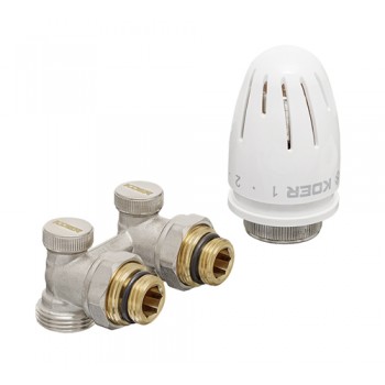 KOER SET-21 - 1/2"x3/4" Комплект для нижнього підкл. радіатора (кутовий) з термоголовкою ПН (20 шт/я KOER SET-21 - 1/2"x3/4" Комплект для нижнього підкл. радіатора (кутовий) з термоголовкою ПН (20 шт/я
