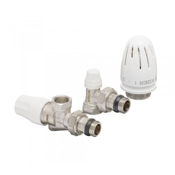 KOER SET-13 - 1/2"x1/2" Комплект для підключення радіатора (осьовий) з термоголовкою ВН (20 шт/ящ)