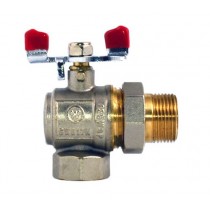 Червоний кран кутовий з американкою 3/4"