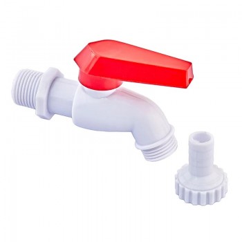 PLAMIX PVI - 1/2" PVC Кран пивний (white+red) (240 шт/ящ, 20 шт/пакет)