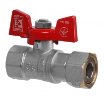 KOER KR.222 - 1/2" FF Кран кульовий ГГМ з накидною гайкою, ручка "метелик" червона (80 шт/ящ)