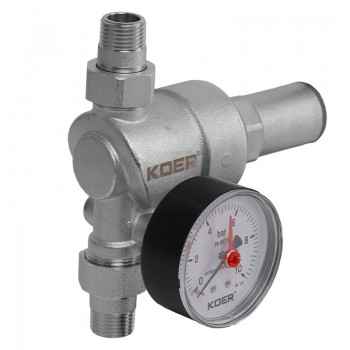 KOER KR.1239 - 1/2" Редуктор тиску з манометром "мембранний" (16 шт/ящ) KOER KR.1239 - 1/2" Редуктор тиску з манометром "мембранний" (16 шт/ящ)