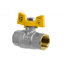 KOER KG.207 - 1/2" FF Кран кульовий ГГМ ГАЗ, ручка "метелик" жовта (80 шт/ящ)