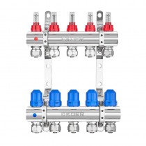 KOER KR.1210-5 - 1"x5 WAYS Колекторний блок з витратомірами та євроконусами (5 шт/ящ)