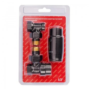 KOER SET-24.Black - 1/2'' Комплект для підключення радіатора (кутовий) з термоголовкою (40 шт/ящ) KOER SET-24.Black - 1/2'' Комплект для підключення радіатора (кутовий) з термоголовкою (40 шт/ящ)