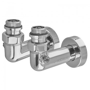 KOER KR.SET.550 - M1/2"xM1/2" Комплект кранів рушникосуш. кутовий, запірний, хромований KOER KR.SET.550 - M1/2"xM1/2" Комплект кранів рушникосуш. кутовий, запірний, хромований
