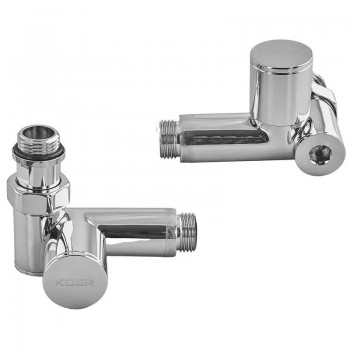 KOER KR.SET.551 - M1/2"xM1/2" Комплект кранів для рушникосуш. кутовий,під ТЕН хромований KOER KR.SET.551 - M1/2"xM1/2" Комплект кранів для рушникосуш. кутовий,під ТЕН хромований