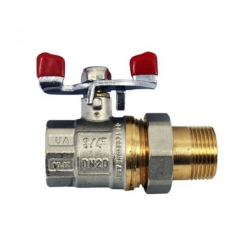 Червоний кран з американкою 3/4"