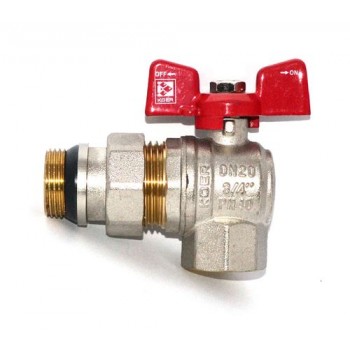 KOER кран кутовий з американкою 3/4 "антипротечка" Red
