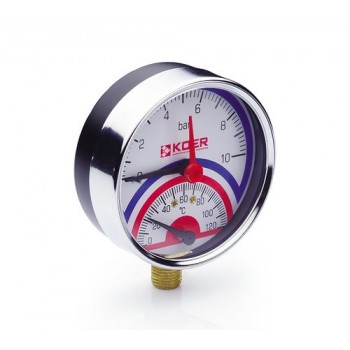 KOER Термо-Манометр радіальний 821R 10 bar, D=80мм, 1/2''